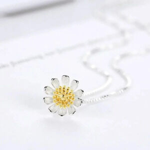 925 Sterling Silver Daisy Necklace Flower Pendant Necklace